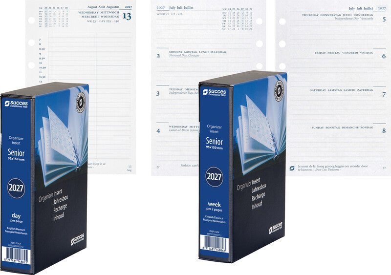 Succes Kalender-Einlage – 1 Tag/Seite, 6-fach, 9,5 × 15 cm, 2026