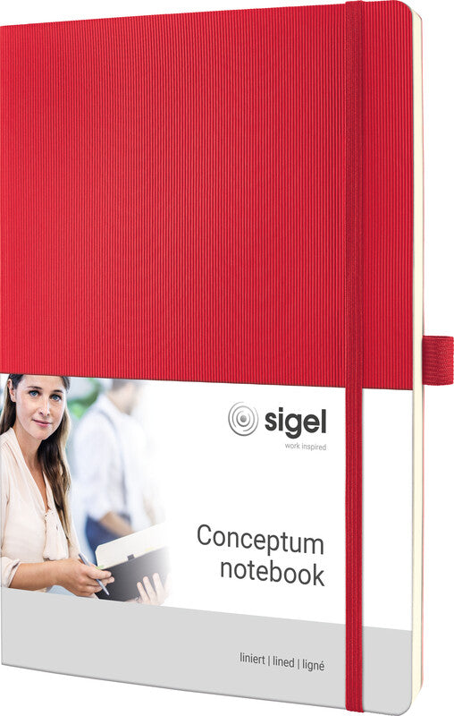 Sigel Notizbuch A4, liniert, Fadenheftung, Softcover, 194 Seiten, 80 g/m² – rot
