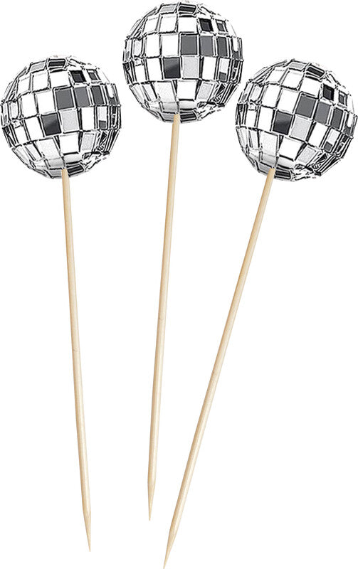 Feldner Apéro-Sticks aus Kunststoff, silber, Discokugel, 15 Stück
