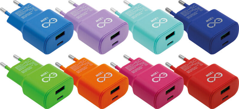 EXC USB-Ladegerät – 18–20 W, 1× USB-C + 1× USB-A, Überspannungsschutz