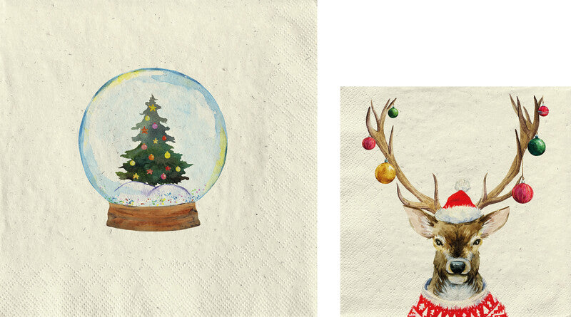 Fasana Servietten Funny Moose – 33 × 33 cm – 2-lagig, Gras-Zellstoff – 20 Stk., FSC