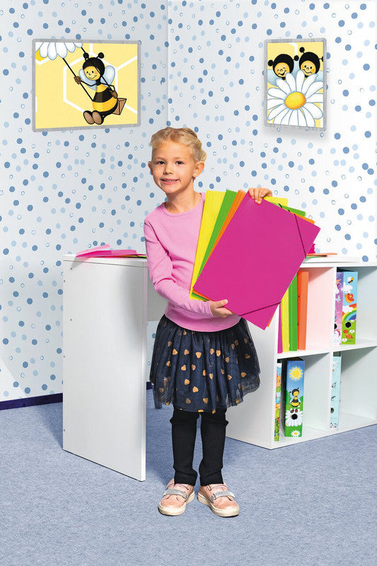 HERMA Neon Gummibandmappe für A3 – 1 Fach, 3 Klappen, Kunststoff, Pink, Füllhöhe 40 mm