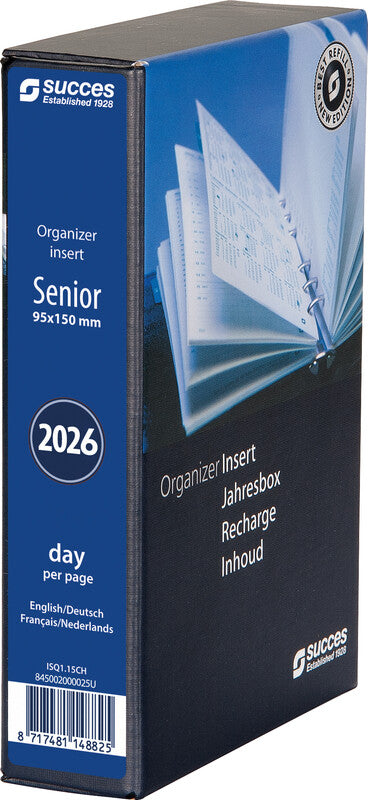 Succes Kalender-Einlage – 1 Tag/Seite, 6-fach, 9,5 × 15 cm, 2026