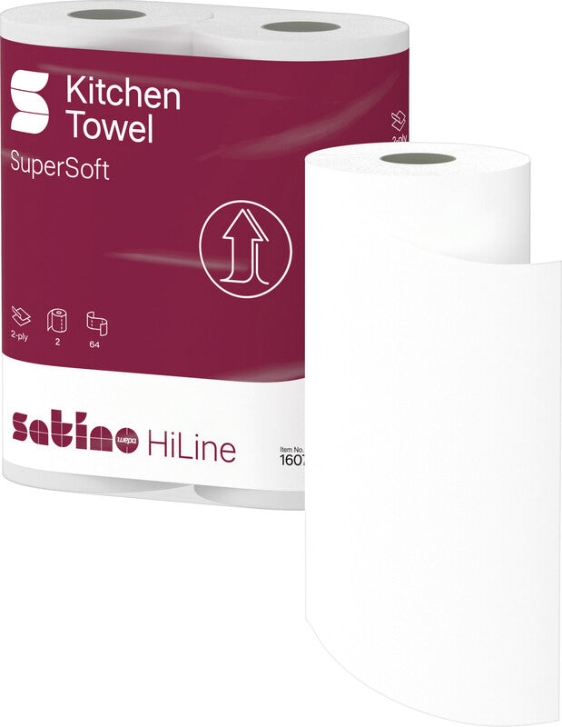 Satino hiline Haushaltspapier – 2-lagig – 23 × 22 cm – 64 Blatt – Weiss – 2 Rollen