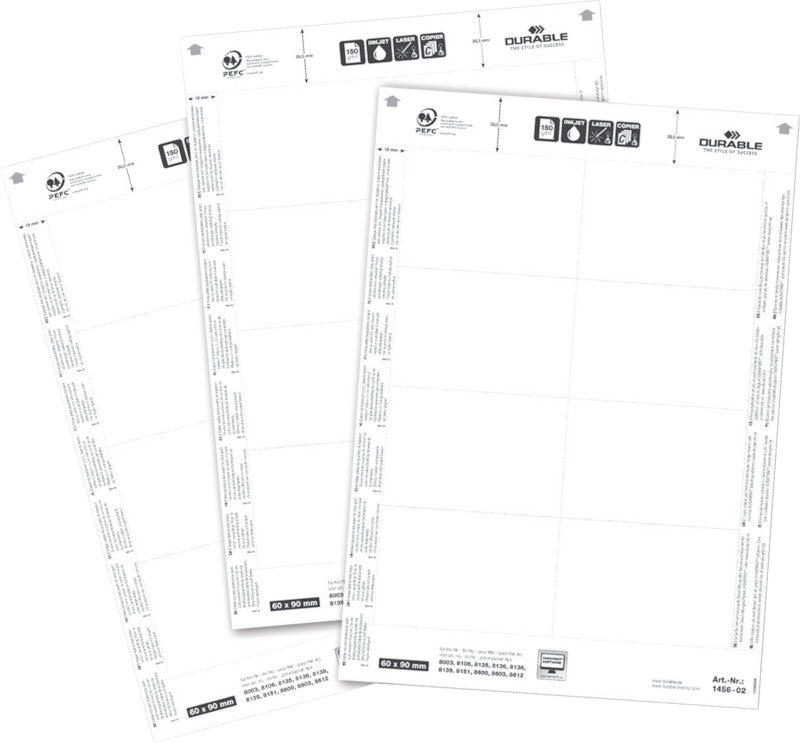 Durable Schuletiketten – 90×60 mm, 160 Stk, 20 Bogen, Papier