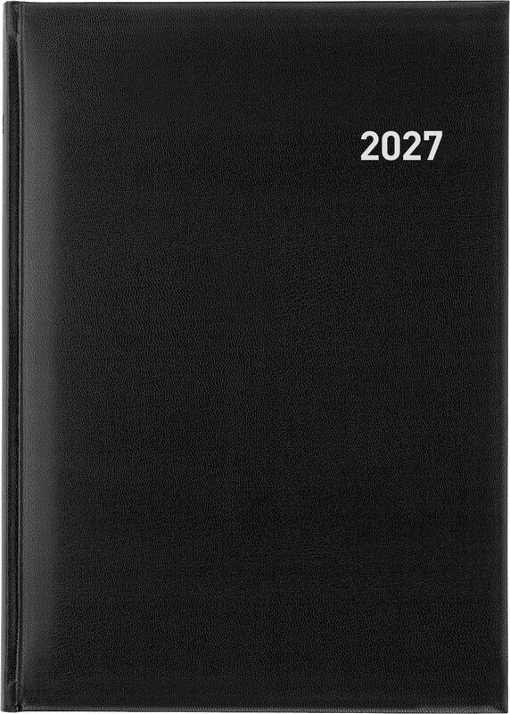 Biella Quattro Agenda – 1 Tag pro Seite, gebunden, A4, 2026, 1-Stunden-Takt, mehrsprachig, schwarz, FSC