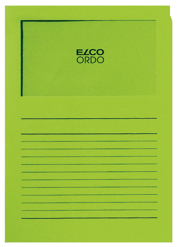 Elco Ordo Organisationsmappe A4, Fenster 180 × 100 mm, 120 g/m², intensivgrün – 100 Stück