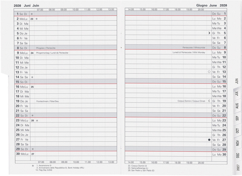 Biella Kalender-Einlage – 1 Monat/2 Seiten, geheftet, 10,6 × 15,3 cm, 15 Monate Okt–Dez, 2026, PEFC