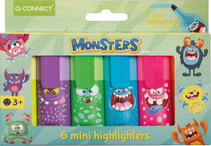 Q-CONNECT Mini Textmarker – 6er Set, Farben: Gelb/Grün/Orange …, Keilspitze 1–5,2 mm, nachfüllbar
