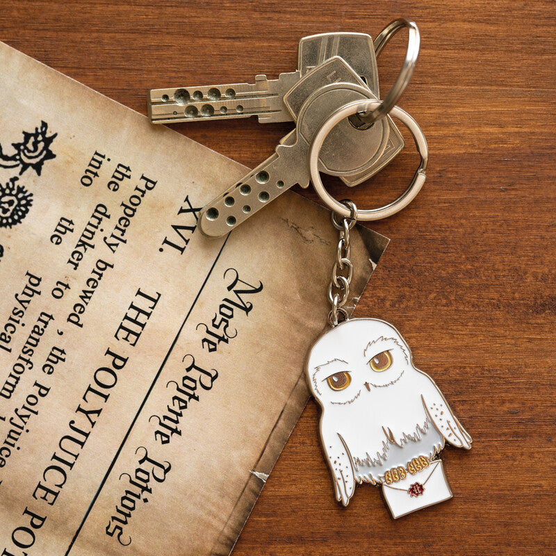 Harry Potter Schlüsselanhänger Hedwig – mit Schlüsselring, Zink, Mehrfarbig