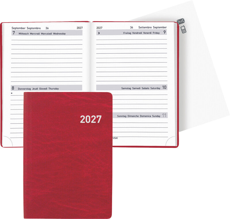 Biella Taschenagenda Tell – 2 Tage pro Seite, gebunden, 8,5 × 12,5 cm, 2027