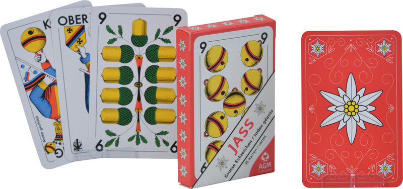 AGM Jasskarten Opti Edelweiss – ab 1 Spieler, d, 36 Karten, 57 × 89 mm, Kunststoff/Papier, mehrfarbig
