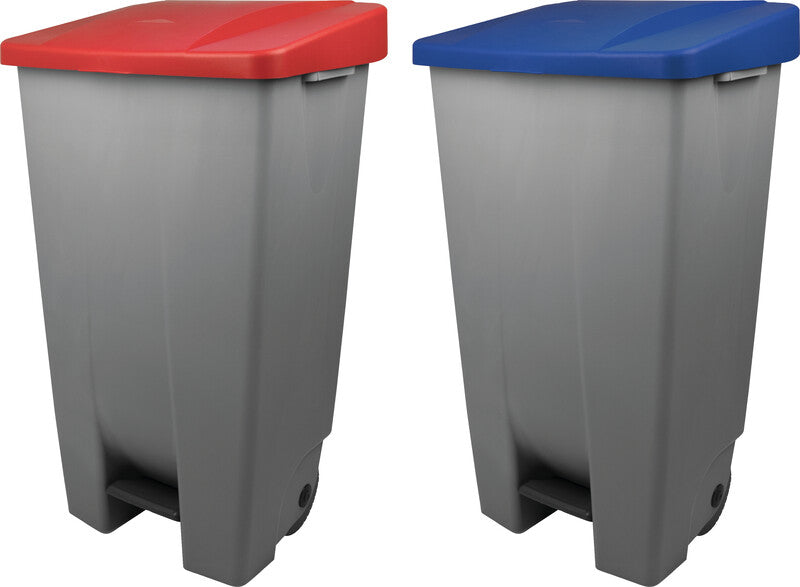 Helit Abfallcontainer – 120 l – Kunststoff – Fusspedal, 2 Räder, seitliche Griffe, HACCP-konform