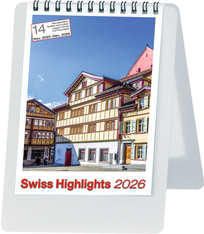 Biella Pult-Bildsteller Imago Beautiful Swiss 2026 – 10,5 × 14,8 cm, 14 Monate – d/f/i/gb
