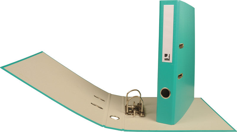 Q-connect Ordner – A4 hoch – 2-Ring Hebelmechanik, Rücken 40 mm – türkis, Karton, mit Niederhalter, FSC