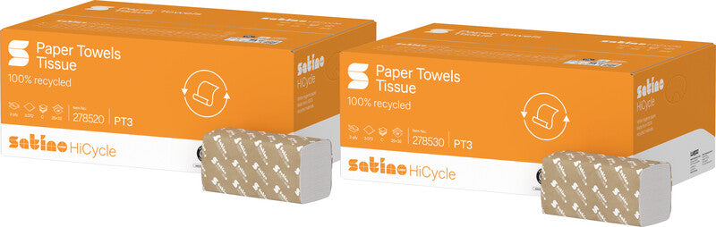 Satino hicycle Falthandtücher C-Falz – 2-lagig, weiss, Papier – 250 × 320 mm – Karton 24 × 128 Blatt