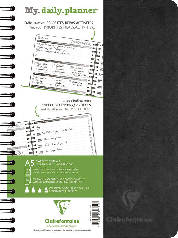 Clairefontaine AgeBag my Daily Tagesplaner – undatiert, Spiralbindung, A5, schwarz