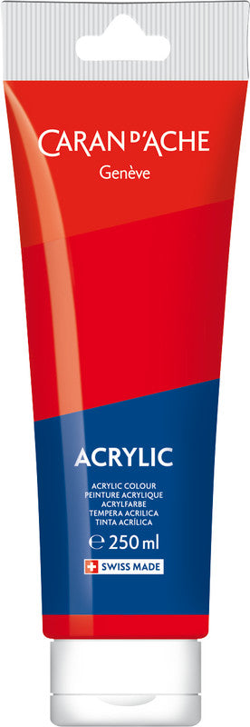 Caran d'Ache Acrylfarbe – Scharlachrot 070 – 250 ml, Tube – für Leinwand, Holz, Metall