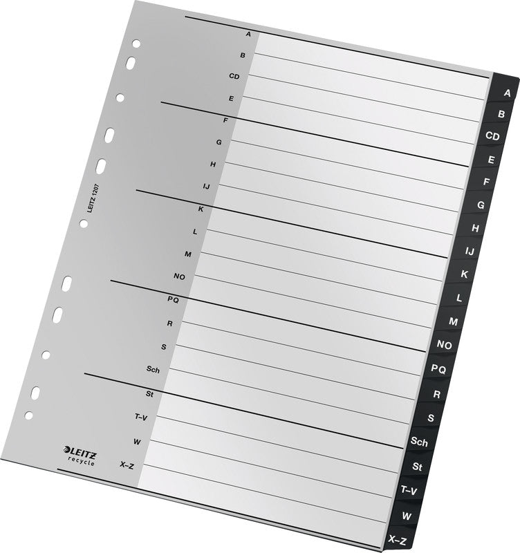 Leitz 12070000 Register – PP, schwarz, weiss, unbedruckt, leerer Registerindex