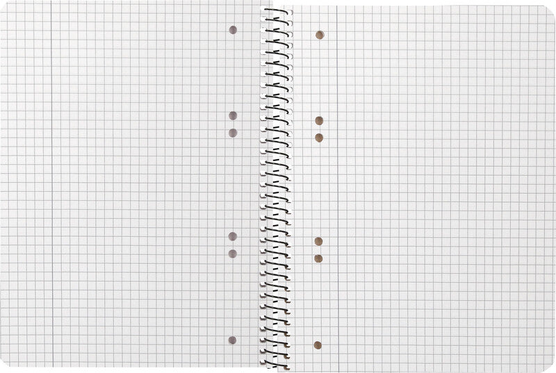Q-connect Collegeblock, kariert, Spiralbindung, Karton, 80 Blatt, 6-fach gelocht, perforiert, 70 g/m² – grau