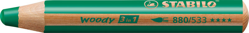 STABILO Woody 3 in 1 Malstift – Dunkelgrün, Jumbo, Ø 10 mm