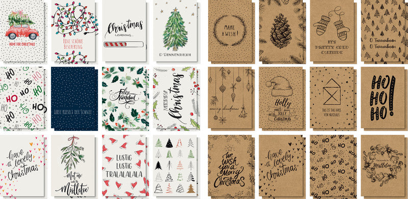 Sigel Grusskarte Weihnachten (Buntes Weihnachten) – A6 (105 × 148 mm), Text DE/EN, für Inkjet/Laser/Kopierer