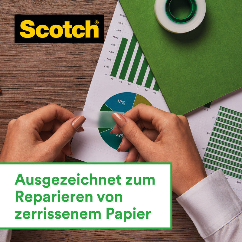 Scotch Klebeband Magic 810 – permanent, matt, Zelluloseazetat, 12 mm × 66 m, transparent, 2 Rollen