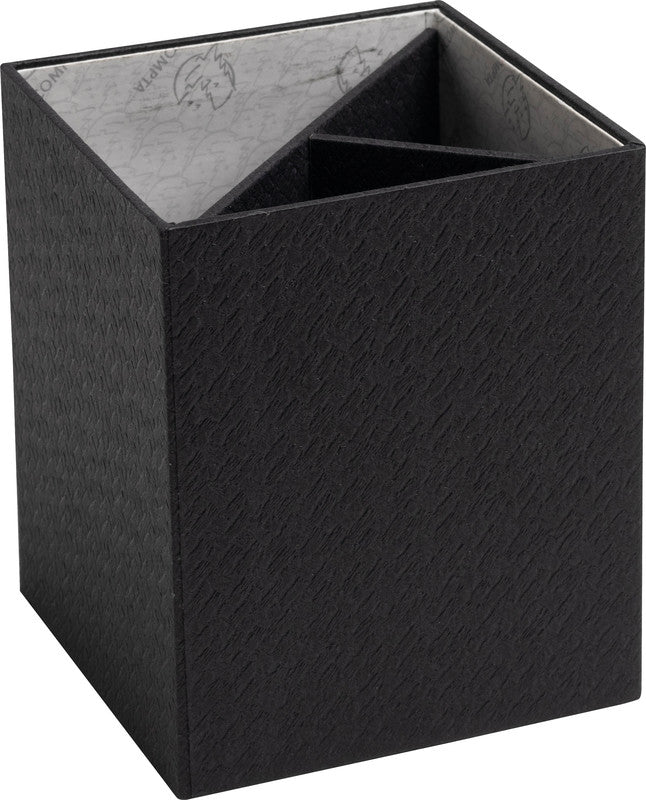 Exacompta OfficeByMe 67601E Stifteköcher – 3 Fächer, Schwarz, Karton, B 91 × H 108 × T 91 mm, 8er-Set