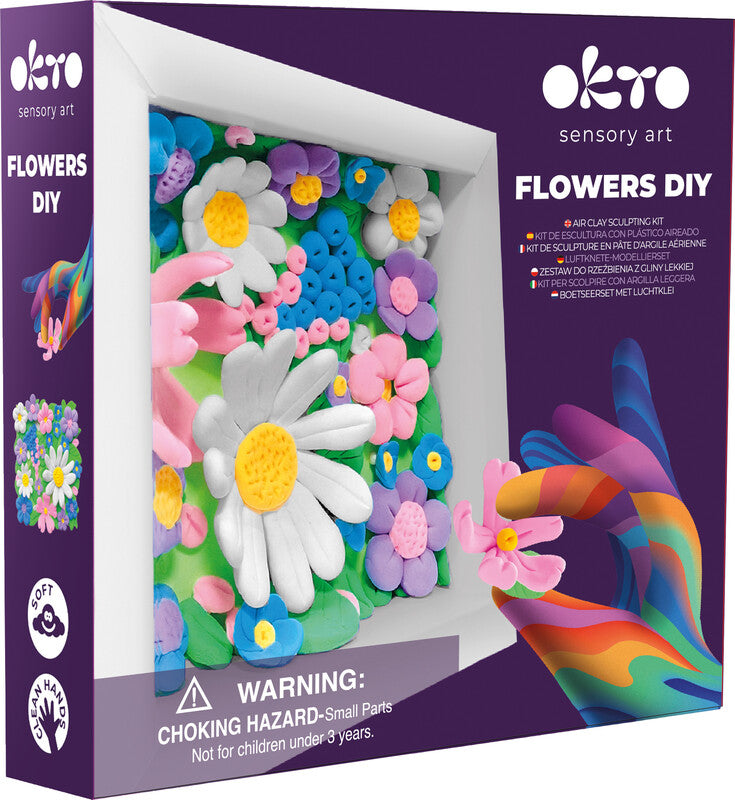 Okto sensory art 3D Kreativset Blumen – Lufthärtendes Modelliermasse-Set – 8-teilig – Ab 3 Jahren