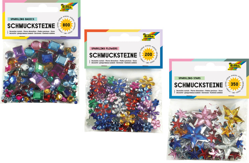 Folia Schmucksteine – sortiert – 200 Stück, Acryl
