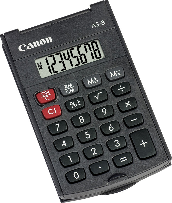 Canon Taschenrechner AS-8 – 8-stellig, LCD, Batterie, dunkelgrau, 60×97×11 mm