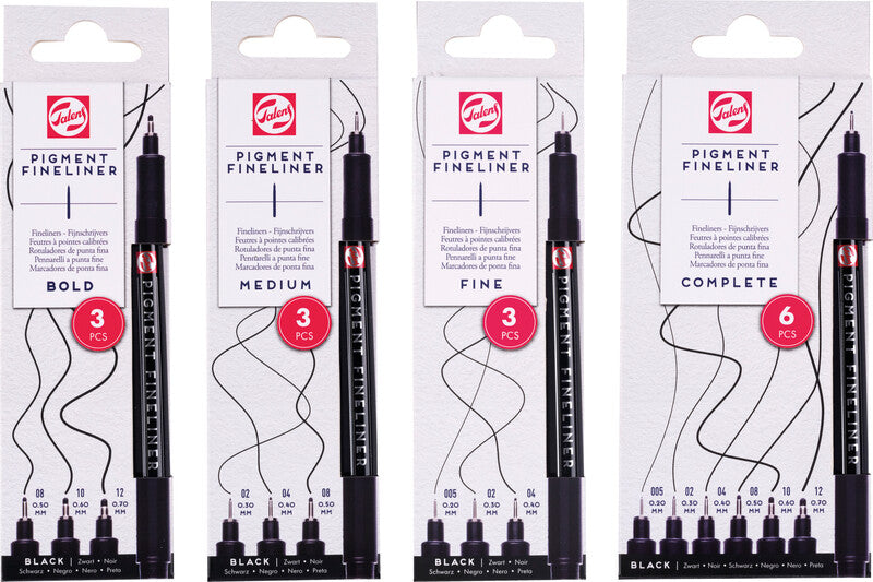 Talens Fineliner – 3er-Set – Schwarz – Wasserfest