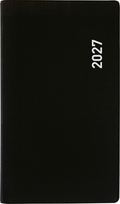 Biella Terminet Agenda – 1 Woche/2 Seiten, Wire-O, 15,3 × 8,5 cm, 2026, mehrsprachig, schwarz, FSC