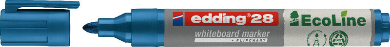 Edding Whiteboard-Marker 28 EcoLine – Rundspitze 1,5-3 mm – Blau – Trocken abwischbar