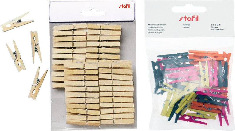 Stafil Holzklammern – 36 Stück – Natur – 45 mm