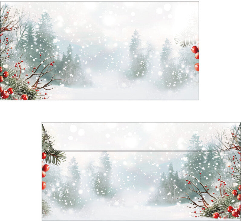 Sigel Weihnachts-Couvert C5/6 Scandinavian Snow, mehrfarbig, Nassklebung, 90 g/m², mit Innendruck – 25 Stk.