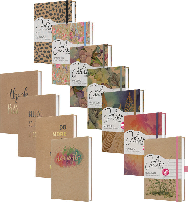 Sigel Notizbuch JOLIE Pure, A5, liniert, Fadenheftung, Hardcover, 192 Seiten – mehrfarbig