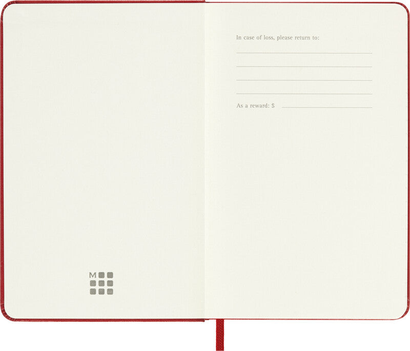 Moleskine Schüleragenda – 1 Woche pro Seite, gebunden, 9 × 14 cm, Aug–Jul, Englisch, Scharlachrot, FSC