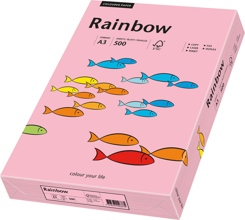 Rainbow Kopierpapier – A3, 80 g/m², Rosa – für Inkjet/Laser/Kopierer – FSC – 500 Blatt