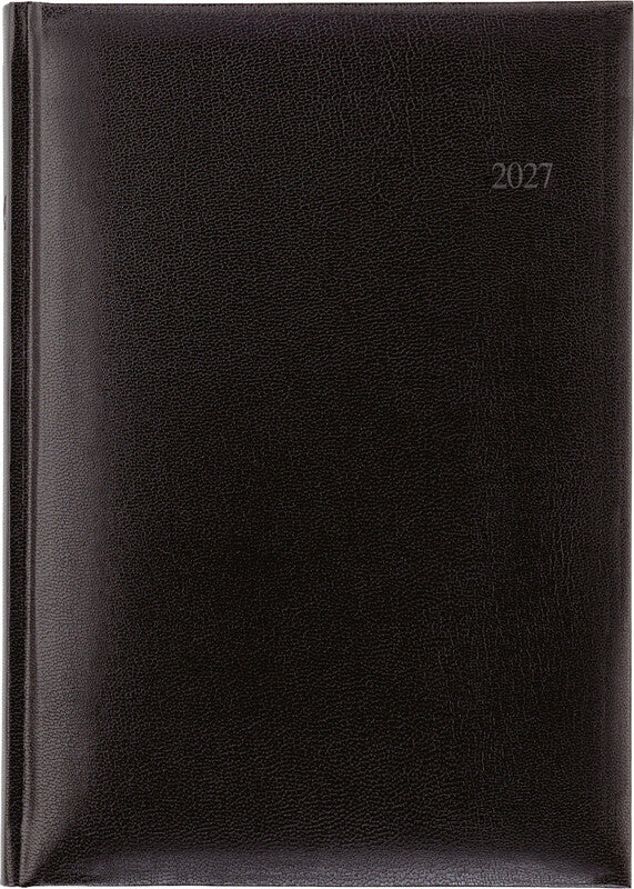 Biella Budget 7 Agenda – 1 Tag/2 Seiten, gebunden, 14,5 × 20,5 cm, 2027, 1-h-Takt, schwarz, FSC
