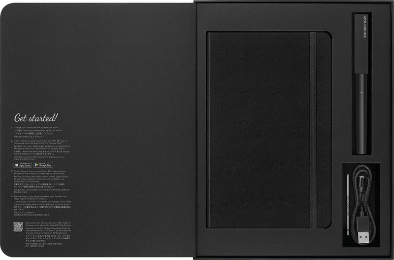 Moleskine Notizbuch, 135 × 210 mm, liniert, Leimbindung, 176 Seiten – schwarz, für MOLESKINE Notes-App