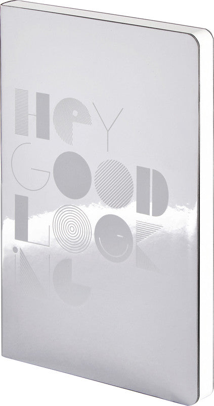 Nuuna Notizbuch – 135 × 200 mm – punktiert – 176 Seiten – 120 g/m² – Fadenheftung, nummerierte Seiten, silber