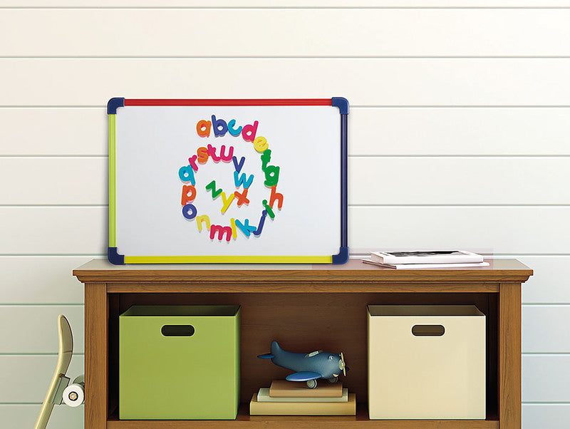MAUL Whiteboard – 40 × 28 cm, lackierter Stahl, magnetisch, Kunststoffrahmen, Wandmontage, beidseitig
