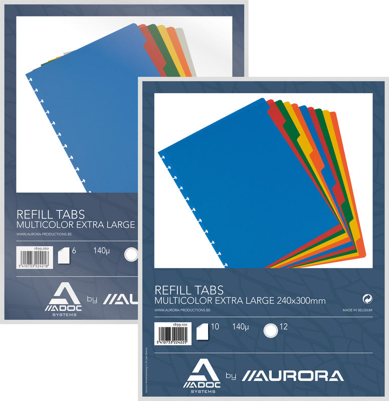 Adoc Aurora Register – A4, 6-teilig, PP, grau/weiss, austauschbare Sichtstaschen, opak, genarbt