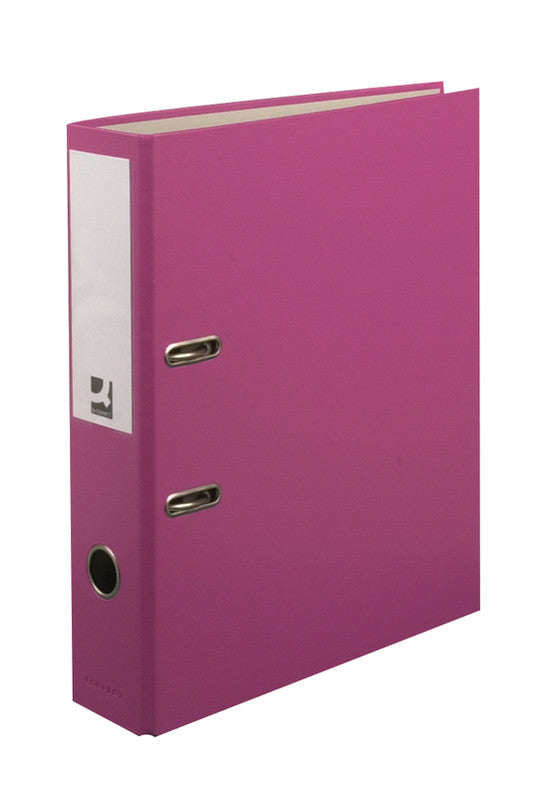 Q-connect Ordner – A4 hoch – 2-Ring Hebelmechanik, Rücken 70 mm – rosa, Karton, mit Griffloch, FSC