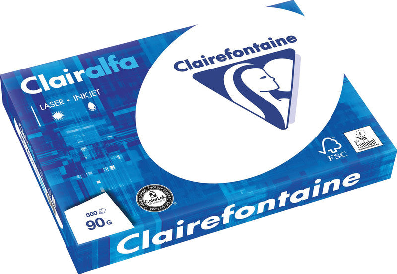Clairefontaine Kopierpapier – A3, 90 g/m², hochweiss – für Inkjet/Laser/Kopierer – FSC, EU Ecolabel – 500 Blätter