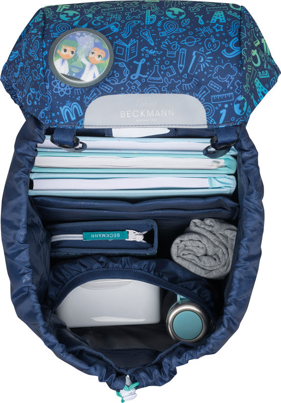 Beckmann Classic Schulrucksack – 6-teilig – Science – Recycelte Materialien – B 24,0 cm×H 37,0 cm×T 25,0 cm