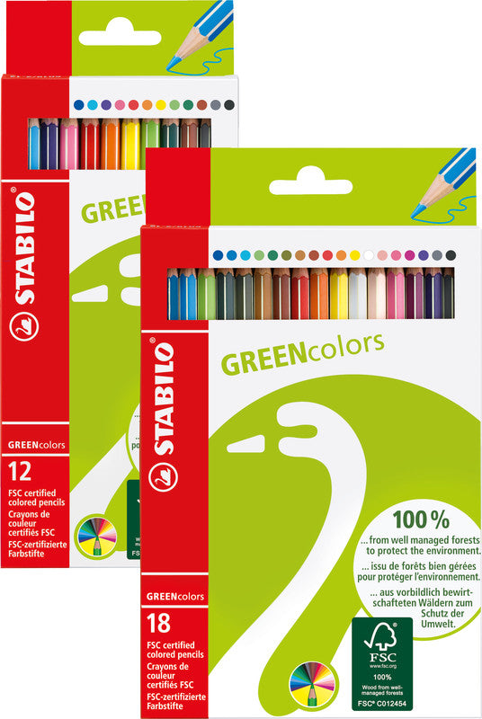 STABILO Buntstifte GREENcolors – 12 Farben, Ø 3 mm, FSC