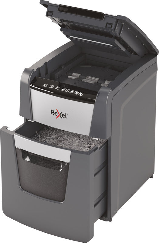 Rexel Optimum AutoFeed+ 90X – Aktenvernichter mit Autofeed 90 Blatt, DIN P-4, Partikelschnitt 4 × 28 mm, 34 l