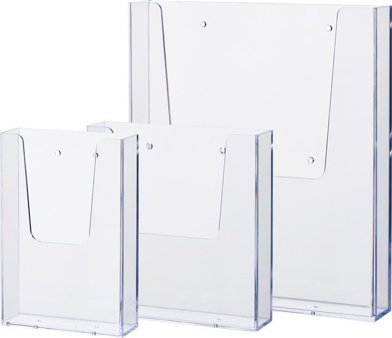 Helit Wandprospekthalter – 162 × 166 mm, transparent, Kunststoff, für A5